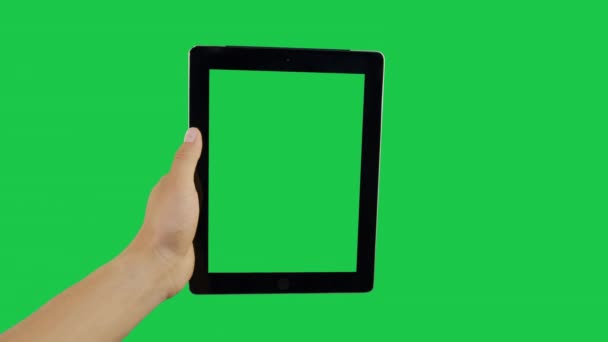 Zoom Digital Tablet Green Screen — Stock Video