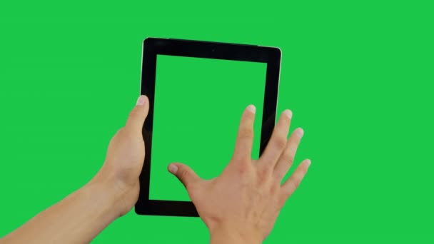 Zoom Digital Tablet Green Screen — Stock Video