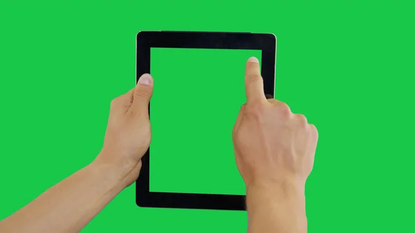 Натисніть цифровий планшет зелений екран — стокове фото