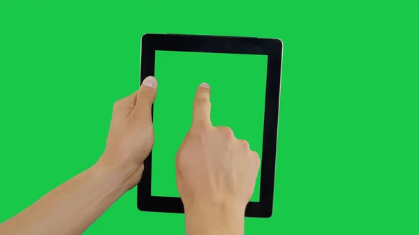 Натисніть цифровий планшет зелений екран — стокове фото