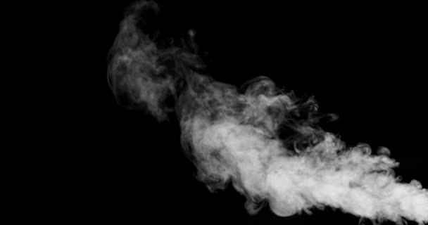 Huella de humo blanca aislada sobre fondo negro — Vídeos de Stock