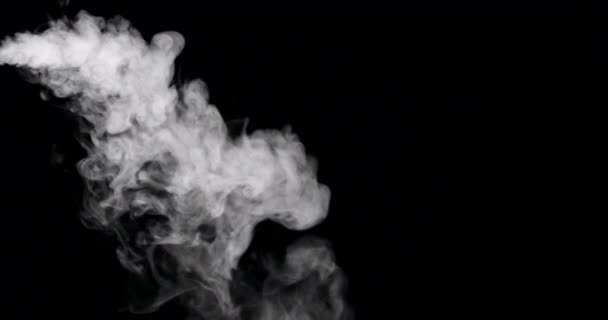 Белый дымовой след изолирован на черном фоне — стоковое видео