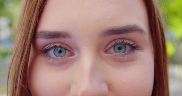 Young Ladys Eyes. Detalle de disparo — Vídeo de stock