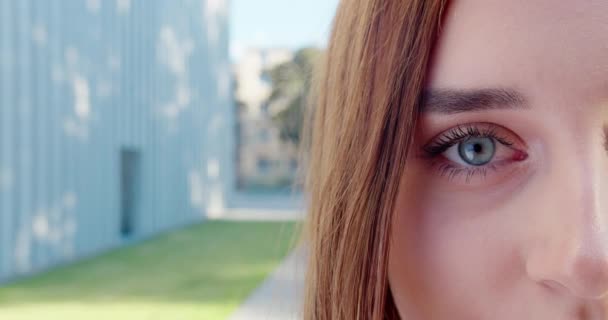 Young Ladys Eyes. Detalle de disparo — Vídeo de stock