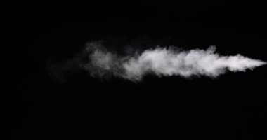 White Smoke Trail Isolated on Black Background clipart