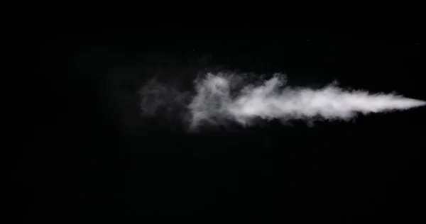 Trilha de fumaça branca isolada no fundo preto — Fotografia de Stock