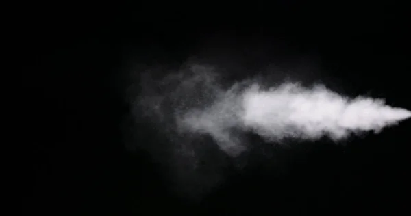 Sentier de fumée blanche isolé sur fond noir — Photo