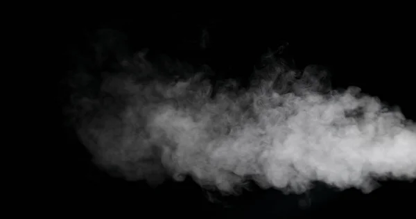 Λευκό μονοπάτι καπνού απομονωμένο σε μαύρο φόντο — Φωτογραφία Αρχείου