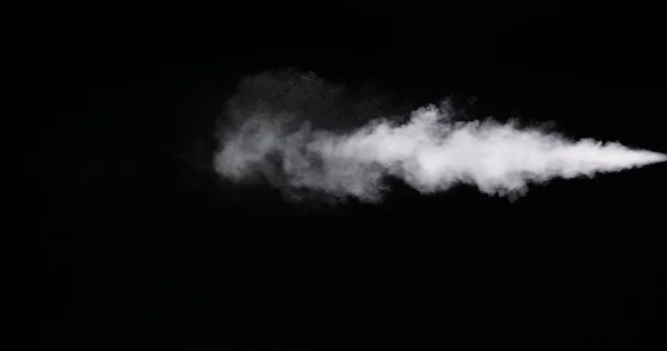 Huella de humo blanca aislada sobre fondo negro — Foto de Stock