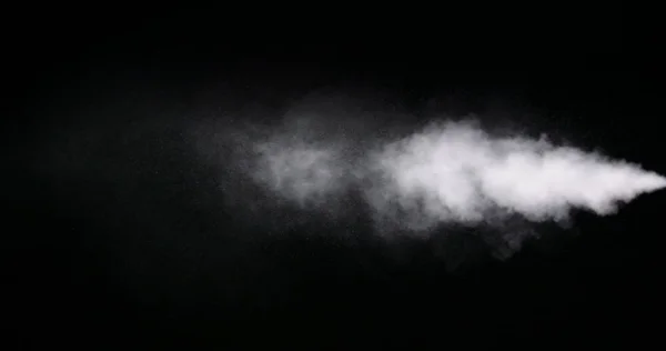 Huella de humo blanca aislada sobre fondo negro — Foto de Stock