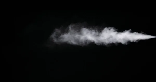 Sentiero fumo bianco isolato su sfondo nero — Foto Stock