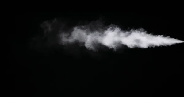 White Smoke Trail izolowane na czarnym tle — Zdjęcie stockowe