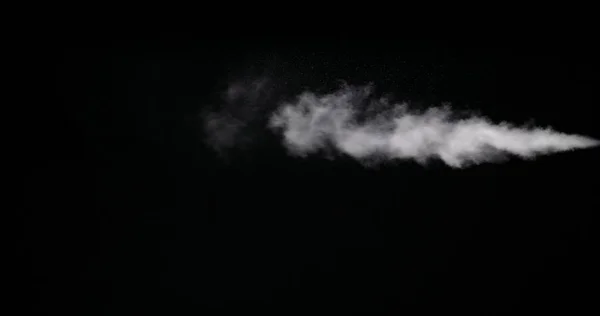 Trilha de fumaça branca isolada no fundo preto — Fotografia de Stock