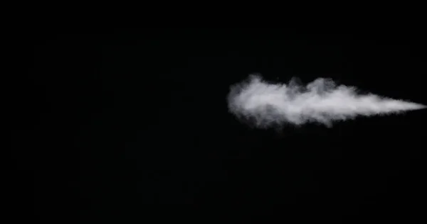 Huella de humo blanca aislada sobre fondo negro — Foto de Stock