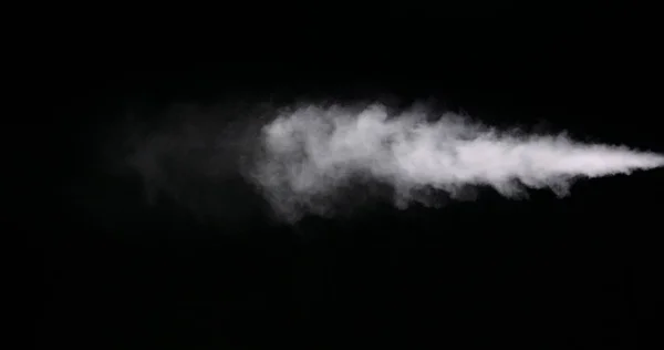 Fehér füst Trail izolált fekete háttér — Stock Fotó