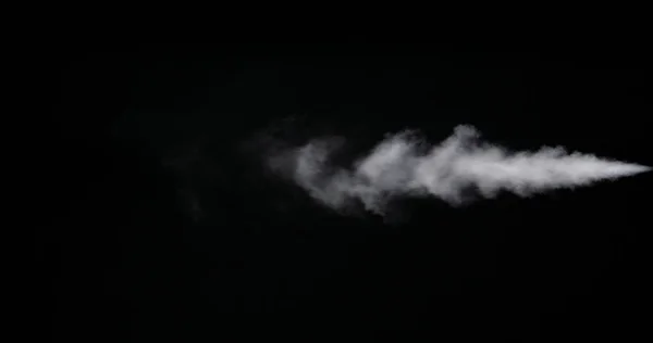 검은 배경에 고립 된 흰색 연기 트레일 — 스톡 사진