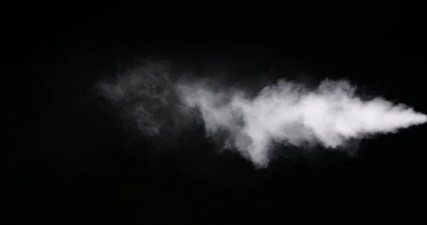 Huella de humo blanca aislada sobre fondo negro — Foto de Stock