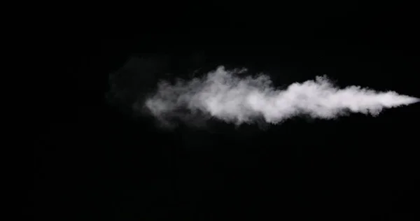 Huella de humo blanca aislada sobre fondo negro — Foto de Stock