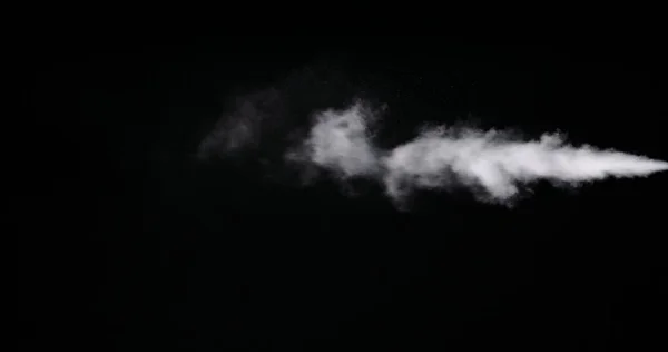 Huella de humo blanca aislada sobre fondo negro — Foto de Stock