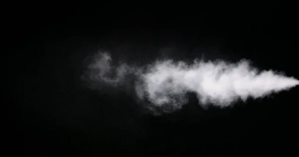 Huella de humo blanca aislada sobre fondo negro — Foto de Stock