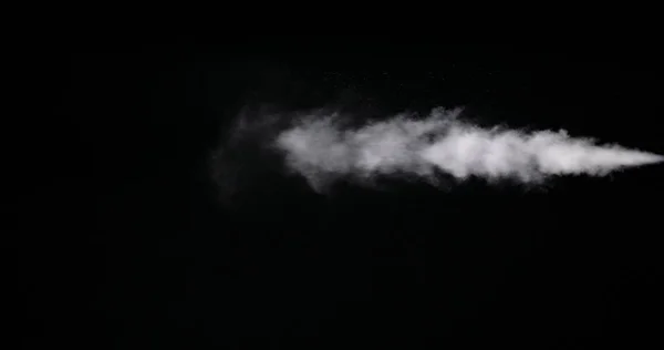 Sentiero fumo bianco isolato su sfondo nero — Foto Stock