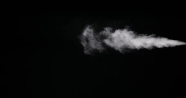 Sentier de fumée blanche isolé sur fond noir — Photo