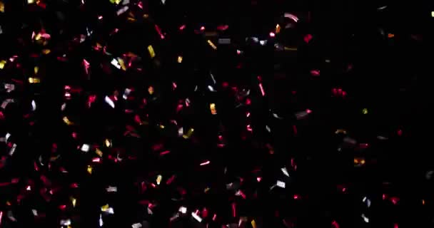 Confetti geïsoleerd op zwarte achtergrond — Stockvideo