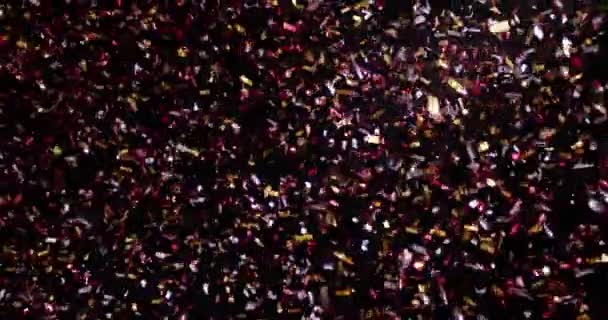 Confetti geïsoleerd op zwarte achtergrond — Stockvideo