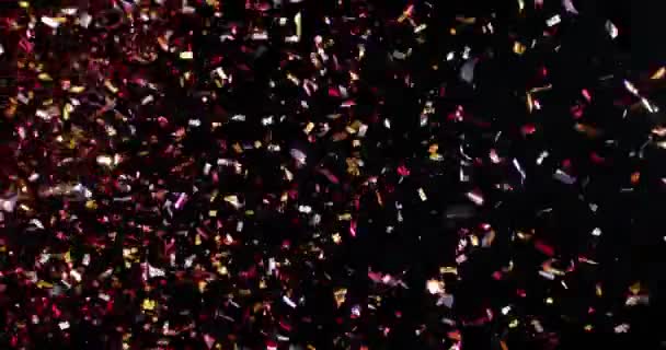 Confetes isolados sobre fundo preto — Vídeo de Stock