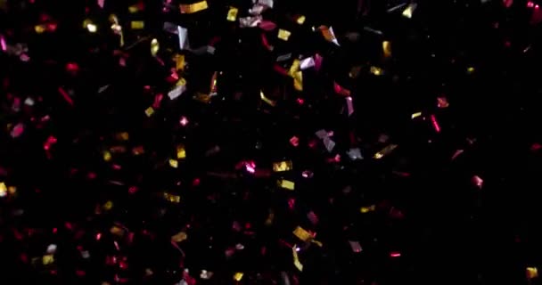 Confetti geïsoleerd op zwarte achtergrond — Stockvideo