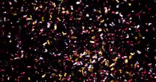 Confetti geïsoleerd op zwarte achtergrond — Stockvideo