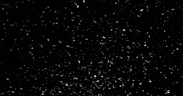 Falling Snow down On The Black Background — Stock Photo, Image