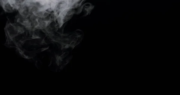 Sűrű Felhő Füst Örvénylik Keret Ellen Fekete Háttér — Stock Fotó