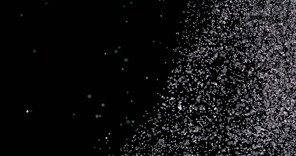 Snowstorm Night Shows White Particles Falling Sky Slowly Isolated Black — Stock Photo, Image