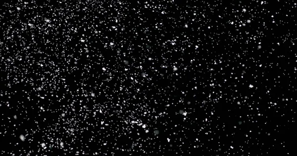 Кілька Частинок Снігу Падають Чорний Фон — стокове фото