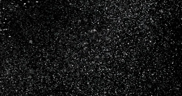 Сильний Снігопад Дме Різних Боків Ізольованому Чорному Тлі — стокове фото