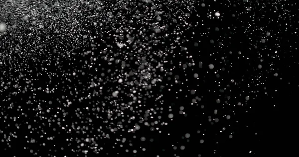 Deszcz Śniegu Spadający Nieba Nocy Gdy Białe Cząstki Spadają Odizolowane — Zdjęcie stockowe