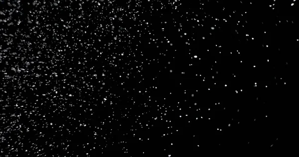 White Snowflakes Falling Slowly Isolated Black Background — Stock Photo, Image