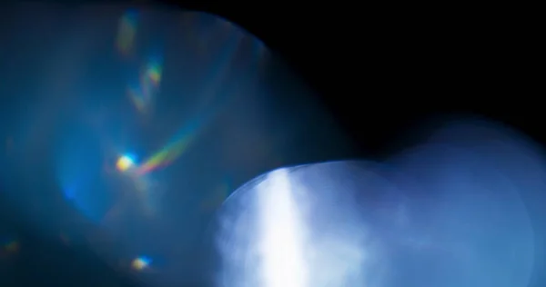 Blue Light Flare Prism Rainbow Light Flares Overlay on Black Background