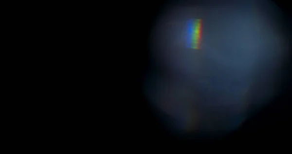Prism Rainbow Světelné Světlice Překrytí Černém Pozadí — Stock fotografie