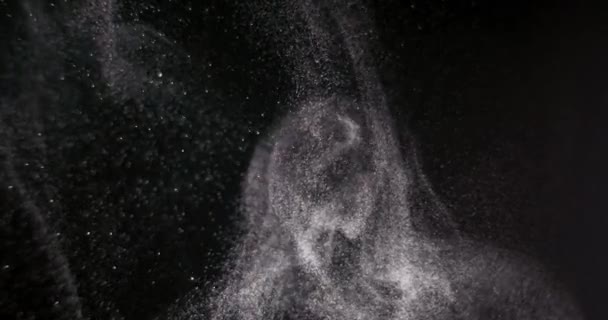 Puder isoliert auf schwarzem Hintergrund — Stockvideo