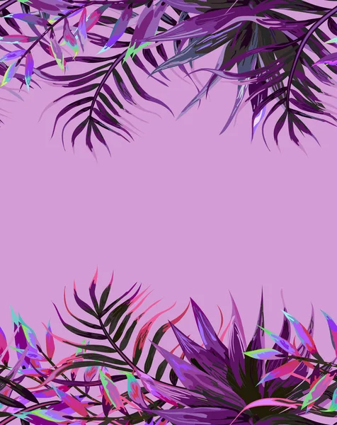 Frame Tropical Leaves Floral Design Background — Stock Vector