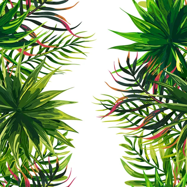 Cadre Feuilles Tropicales Arrière Plan Design Floral — Image vectorielle