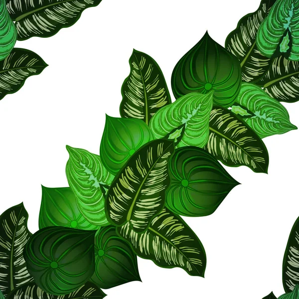 Nahtloser Hintergrund Mit Tropischen Blättern Vektorgrafiken