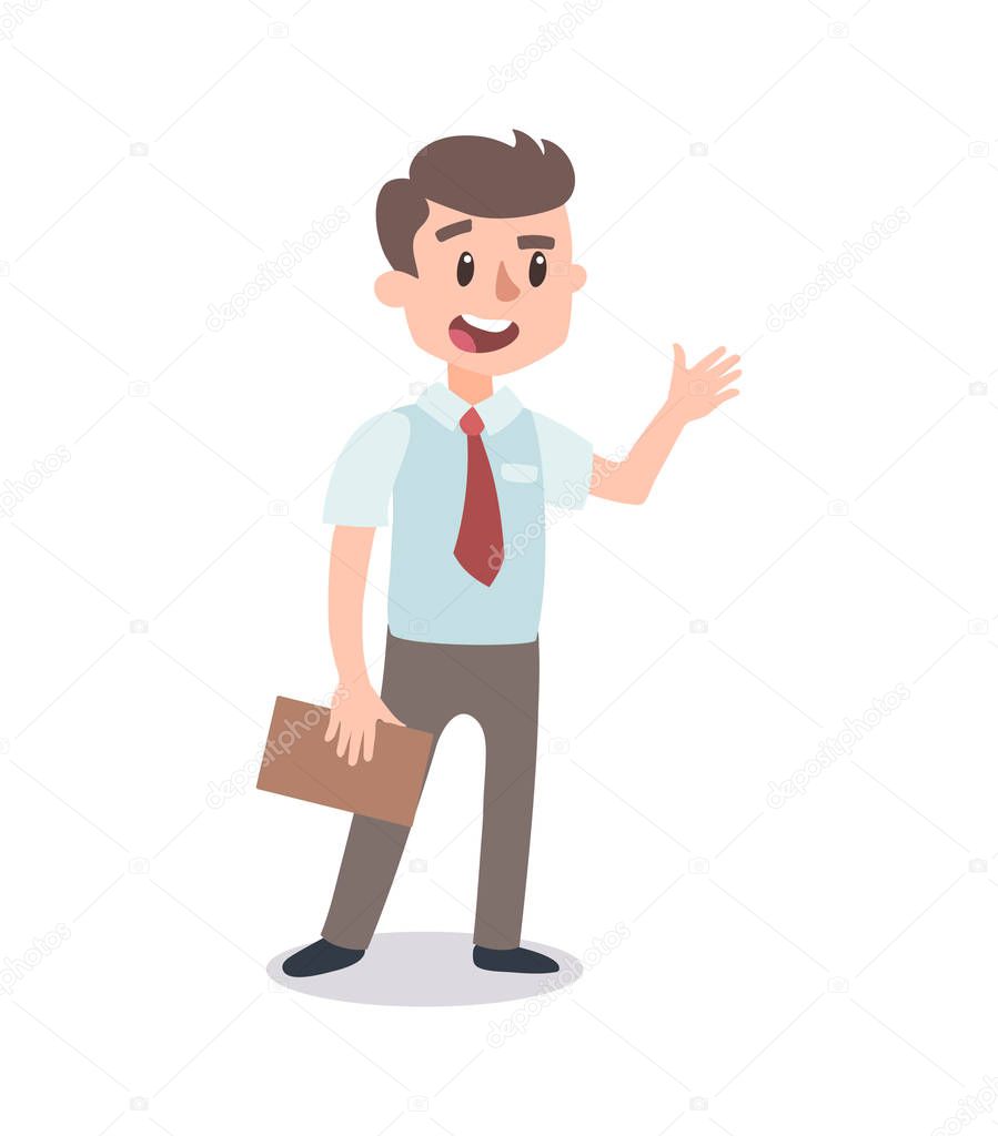 Businessman character set. Animate character. Male personage constructor. Different man postures. Vector set personage.