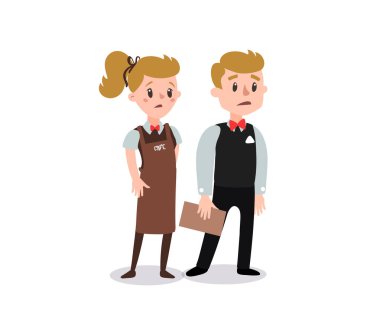 Garson bir tabak tavuk çizgi film karakteri tutan üniforma giydiği bildirildi. Eğlenceli kümesi düz çizgi film kişi.