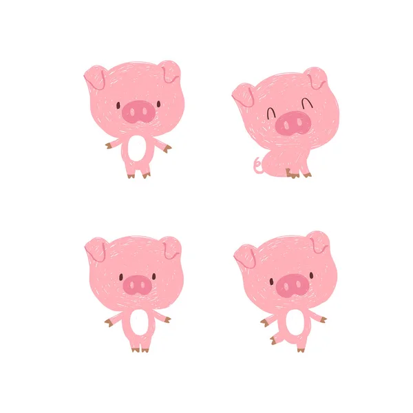 Cochon Rose Noël Avec Chapeau Nouvel Facteur Emballage Symbole Année — Image vectorielle