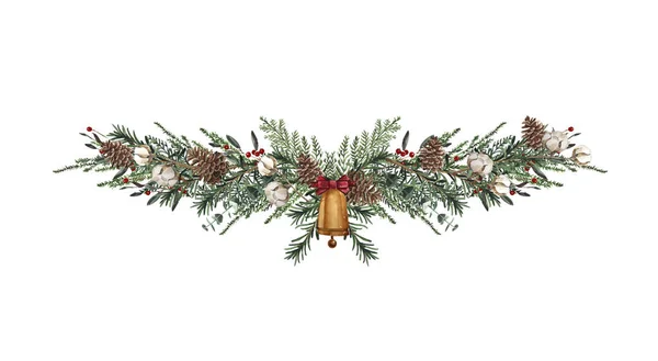 Set von weihnachtlichen Borderdesign-Elementen, florale Girlanden — Stockfoto