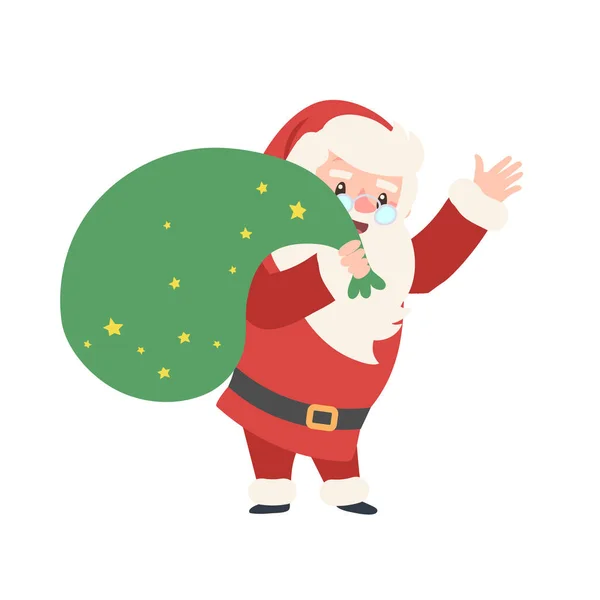 Conjunto Navidad Santa Claus Ilustración Vectorial Feliz Diseño Navidad Fondo — Vector de stock