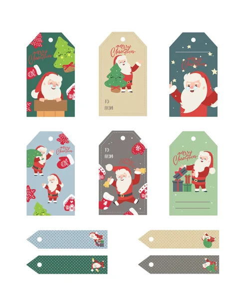 Christmas Gift Tags Set Handwritten Calligraphy Decorative — Stock Vector